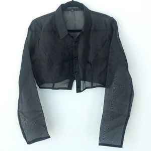 Naked Wordrobe mesh button up crop top